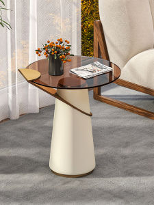 Luxurious Iron Art Glass Wooden Small Tea Table Bedroom Nightstand Living Room Sofa Side Table High End Creative Moveable Furniture