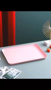 Bộ 10 Khay nhựa lúa mạch chữ nhật ST GROUP màu pastel phong cách vintage Mâm cơm gia đình Đĩa nhựa gia dụng decor nhà