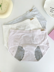 Pure Cotton Heart Pattern Sanitary Panties Womens mid Waist Leak Proof Menstrual Underwear Easy to Clean Triangle Pants