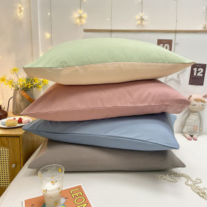 Washed Cotton Pillowcase Pure Color Single Double Person Pillow Core Case Student Dormitory Home Use Pillow Skin 48*74cm