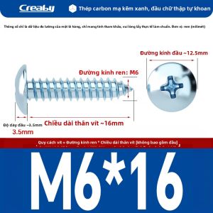 Creaby | Vít Tự Khoan Đầu Phẳng Đầu Tròn Đuôi Sắc Phù Hợp Với Gỗ