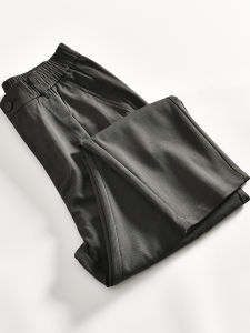 Mens Spring Summer Casual Wool Blend Drapey Straight Leg Nine-Tenths Pants Breathable Elastic Loose Fit Youthful Popular