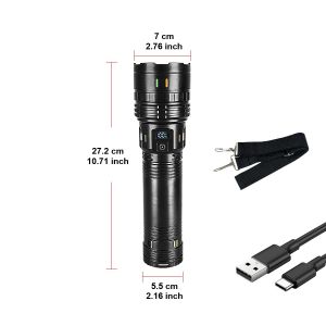 High Power LED Flashlight Super Bright Flashlight Rechargeable Most Powerful LED Flashlight Long Range 4KM Torch Outdoor Fishing
