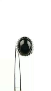 Cincin Titanium Natural Giok Black Jade DiJamin Tembus Hijau