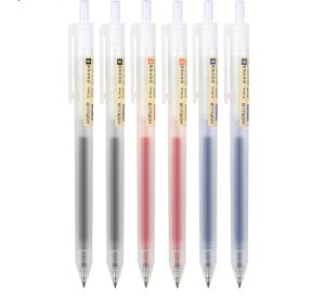 【Ready Stock】 Minimalist Clear Gel Pen Writing Stationary Pens Black Blue Red 0.5mm