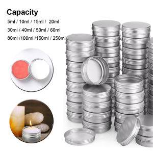 5/10pcs 5-250ml Round Empty Aluminum Tin Jars with Screw Lids - Airtight Metal Containers for DIY Cosmetics Creams Balms