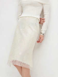 Vero Moda | Causal Versatile Solid Color Floral Lace Lined Direct-Cut Skirt Autumn Winter New Arrival