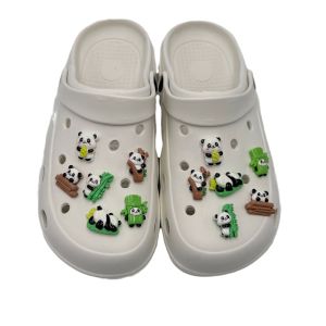 12Pcs/Set Cartoon Cute Panda Bamboo Crocs Jibbitz Charms Summer Style Starfish Crab Underwater World Submarine Shoe Buckles for Crocs