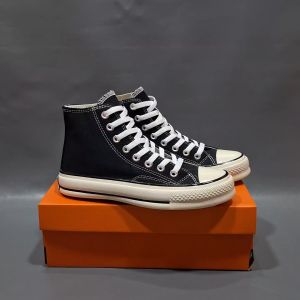 SEPATU CNVRS 70S HIGH HITAM PUTIH SOL BENING GLOSSY 36-43 SNEAKERS BLACK WHITE