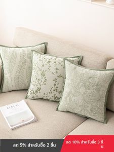 หมอนอิงโซฟาสไตล์ฝรั่งเศสสีเขียวหรูหรา หมอนอิงสไตล์นอร์ดิก หมอนอิงขนแกะลายดอกไม้ หมอนอิงสำหรับห้องนอน หมอนอิงสำหรับโซฟา