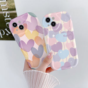 Case for Samsung Galaxy A05 A02 A03 A04 A13 A14 A15 A20 A50 A30 A22 A23 A24 A25 A31 A32 A33 A34 A35 A51 A55 M34 Cream Wavy Curved Edge Motif Sweet Colorful Love Heart