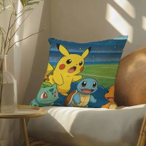 Bandai | Pokemon Zoroark Anime Plush Pillow Cover Soft Short Plush Cushion Cover For Sofa Bedroom Living Room Home Decor Gift