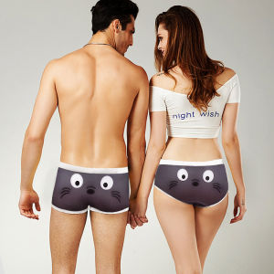 Cartoon Couple Underwear Sweet Printed Trendy Unique Anime Totoro Mens Boxers Womens Briefs Pure Cotton