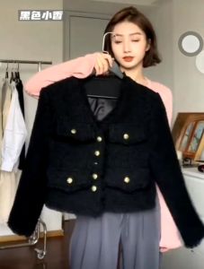 【24H Ship】Tweed Blazer For Woman Coat Short Thin Elegant Lady Long Sleeve Suit Jacket
