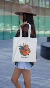 Totebag Blacu Tebal Resleting Lucu Estetik Kota Indonesia Souvenir Wisata Oleh-Oleh 30x40cm