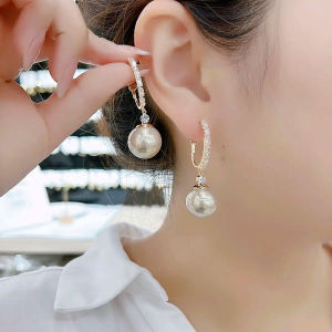 Elegant White Pearl Drop Earrings Womens Fashion Jewelry Fresh out Pearl Alloy Silver Plated Heart Shaped Love Bell Design