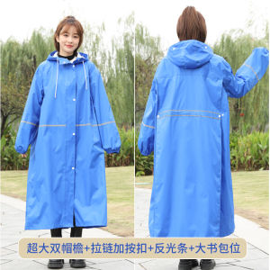 Loose Full-Body Raincoat for Middle School Students And Adults Electric Vehicle Rain Poncho with Large Bookbag Space