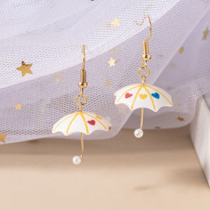 Cute Acrylic Resin Heart Dot Flower Umbrella Dangle Earrings For Women Girls Jewelry Gifts