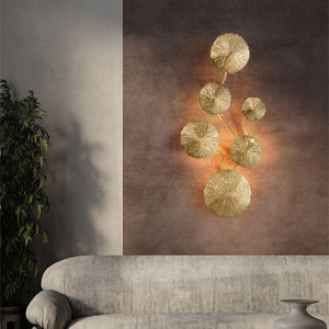 Gold Lotus Leaf Wall Lamp Nordic LED Wall Light Light Luxury Wall Sconce Indoor Lighting Home Decor Living Room Bedroom Bedside
