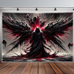 VIKAMA Gothic Fallen Angel Black Wings Tapestry Dark Ink Splash Thẩm Mỹ Treo Tường Cho Phòng Ngủ Trang Trí Phòng Trò Chơi