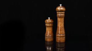 Pepper Grinder - 5 inch Pepper Mill Pepper Grinder Refillable Oak Salt and Pepper Grinder Set Sea Salt grinder Ceramic Pepper Mill Grinder Adjustable Rough Grinder