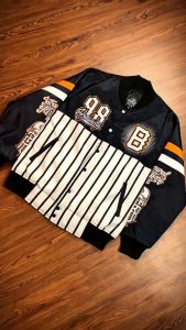 Jaket Varsity Vintage Salur Garis Printing Pria Cowok Remaja Dewasa Distro Keren Varcity Jacket