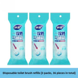 Miaojie Disposable Toilet Brush Wall-Mounted Home Use 2023 New Bathroom No Dead Angle Replacement Head Sanitary Cleaning