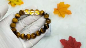 Vòng tay phong thủy nam tam hợp hợi mão mùi chất liệu đá mắt hổ vàng nâu - size 8 10 12ly - khai quang may mắn tài lộc - PHONG THỦY ANH VŨ