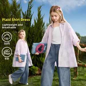 Ask Junior | Spring New Campus Style Plaid Color Block Shirt Dress