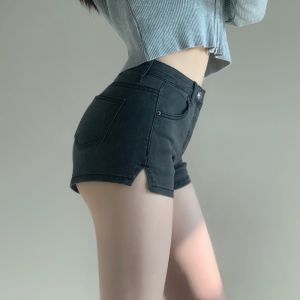 Hot Shorty High Waist Slimming A-Line Wide Leg Miniature Womens Denim Shorts Summer High Waist Tight Fit Trendy Hot Pants