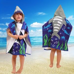 1 pc of childrens hooded towel cover -  soft water-absorbent quick-drying fabric machine washable perfect for use at swimming
