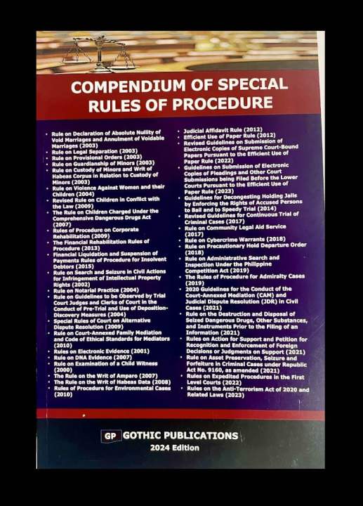 Special Rules Compendium of Special Rules of Procedure (2024 Edition) | Lazada PH