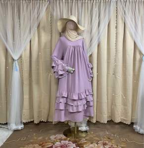 LD283 ชุดเดรส👗 แฟชั่นมุสลิม(ฟรีไซส์38-52“) งานแขนแต่งกุ้นระบาย+ชายด้านหลังมีโบปรับไซส์เพื่อเข้าทรงเนื้อผ้าสลาฟใส่นุ่มไม่ร้อนผ้าทิ้งตัวใส่สวยสุดๆ