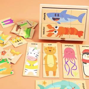 Trò Chơi Trí Nhớ Hình Thú Cho Trẻ Em - Đồ Chơi Xếp Hình Giáo Dục Montessori Bằng Gỗ Quà Tặng Halloween & Giáng Sinh Cho Trẻ Từ 3-12 Tuổi