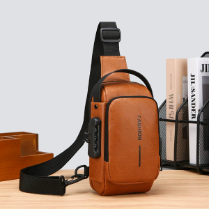 Mens Multifunction Anti-theft USB Chest Bag Sling Shoulder Bag Password Lock Crossbody Bag Suitable for Cycling Small Backpack