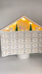 O-KAY Christmas Wooden Advent Calendar With 24 Drawers Countdown To Christmas Decoration Small Gift Candy Storage Box