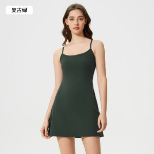 Spring Summer Ladies Sporty Breathable Strap Dress Slimming Fitness Tennis Skirt with Chest Pad Comfortable Casual Dresses