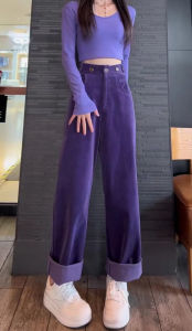 High Waist Straight Leg Casual Pants Womens Fashion Button Pocket Versatile Loose Fit Long Trousers Autumn Winter Style