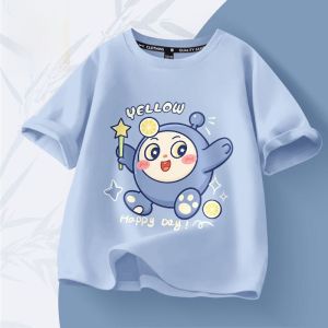 Boys Summer Outfit Set Pure Cotton Short Sleeve Two-Piece Suit Childrens T-Shirt Sporty Style Comfortable Breathable Clothes