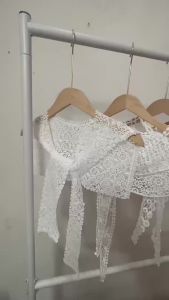 White Lace Butterfly Crochet Shawl Hollow Out Cropped Capelet Summer Bridal Cover Up