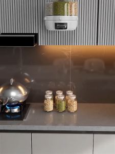 [เมล็ดพืช กล่อง ถังเก็บข้าวแบบโต๊ะย่อย ถังข้าวหมุน กันความชื้น ปิดผนึกและหนาขึ้น]