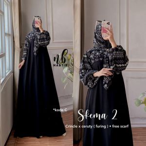 NABTIK SKEMA SET HIJAB GAMIS HITAM WANITA DEWASA BUSUI LEBARAN TERBARU