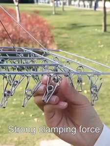 Stainless Steel Clothes Hanger Multi-functional Allieuka Clothes Hanger Windproof Sock Bra Drying Rack Penyangkut Baju