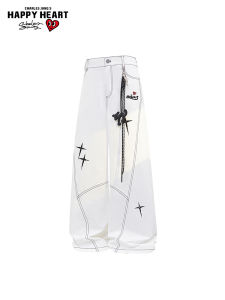 CHARLES JANGS HAPPY HEART | Casual Wide Leg Loose Fit Summer Trousers