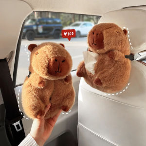 Capabala Capybara Car Tissue Box Cute Stuffed Automobile Armrest Box Cover Chair Back Multifunctional Hanging Tissue Box