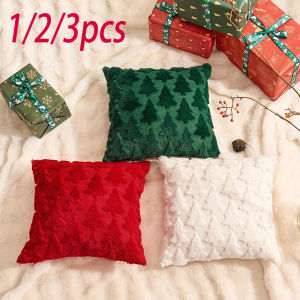 1/2/3pcs Christmas Romantic Throw Pillow Cover Plushh Stamping Waist Cushion Cover Decor Home Decorative Pillowcas