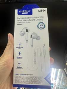 หูฟังมีสาย 3.5 mm. อินเอีย ยาว 1.2เมตร Energy MS04 inEar มีไมโครโฟนในตัว Earphone คุณภาพเสียงดี สเตอริโอ Premium Wired Audio ดีไซน์ที่เรียบง่าย น้ำหนักเบา Stereo
