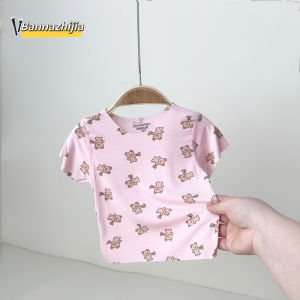 เสื้อยืดแขนสั้นไร้โครงสำหรับเด็กทารกชุดฤดูร้อนสำหรับเด็กทารกชายและหญิงเสื้อยืดแบบบางผ้าโมดัลลายการ์ตูนสำหรับเด็กแขนสั้นสำหรับเด็กหญิงและเด็กชาย