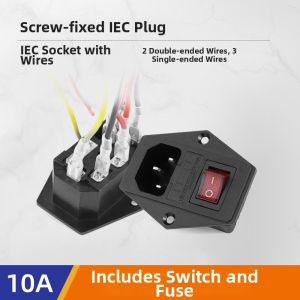 kuicc | Switched Outlets with Fuse and Ears 10A 3-in-1 Male Socket