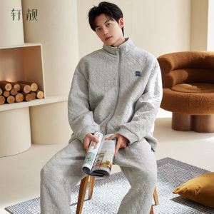 Wearable Outside Thick Cotton Padded Sleepwear Set